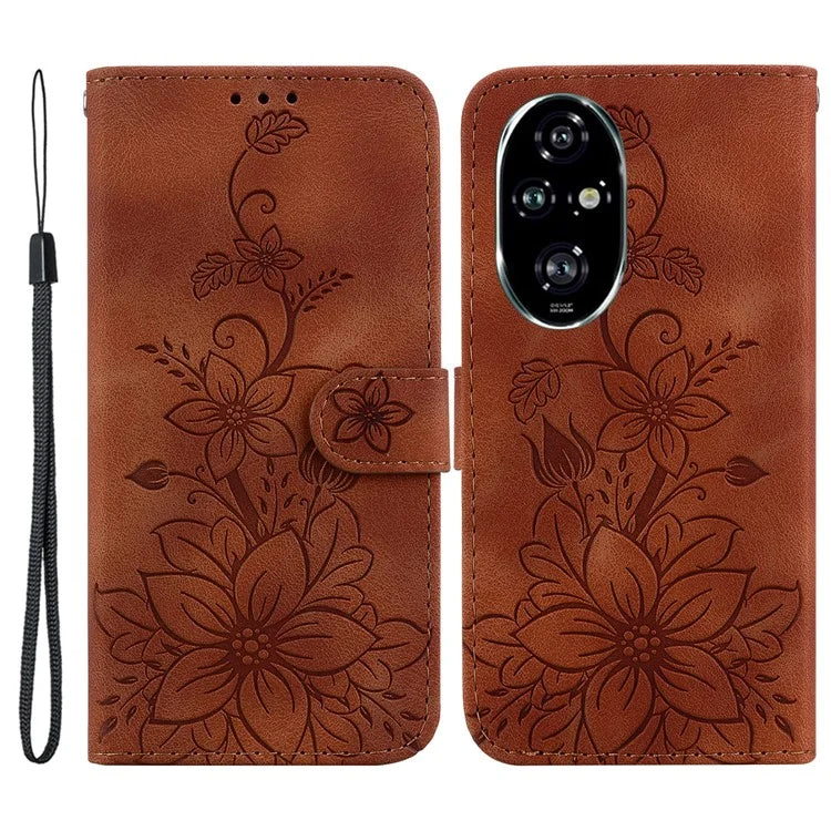 For Honor 200 Pro 5G Wallet Phone Case Lily Imprint Leather Folio Flip Cover