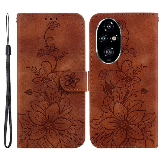 For Honor 200 Pro 5G Wallet Phone Case Lily Imprint Leather Folio Flip Cover