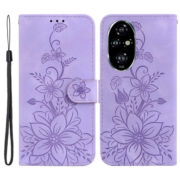 For Honor 200 Pro 5G Wallet Phone Case Lily Imprint Leather Folio Flip Cover