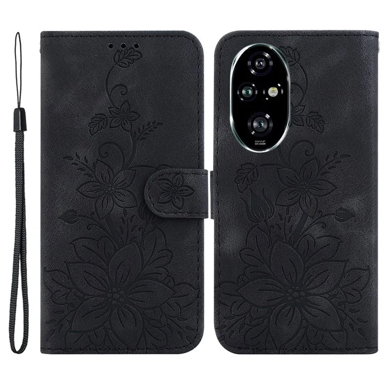For Honor 200 Pro 5G Wallet Phone Case Lily Imprint Leather Folio Flip Cover
