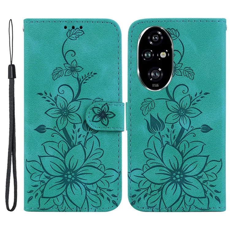 For Honor 200 Pro 5G Wallet Phone Case Lily Imprint Leather Folio Flip Cover