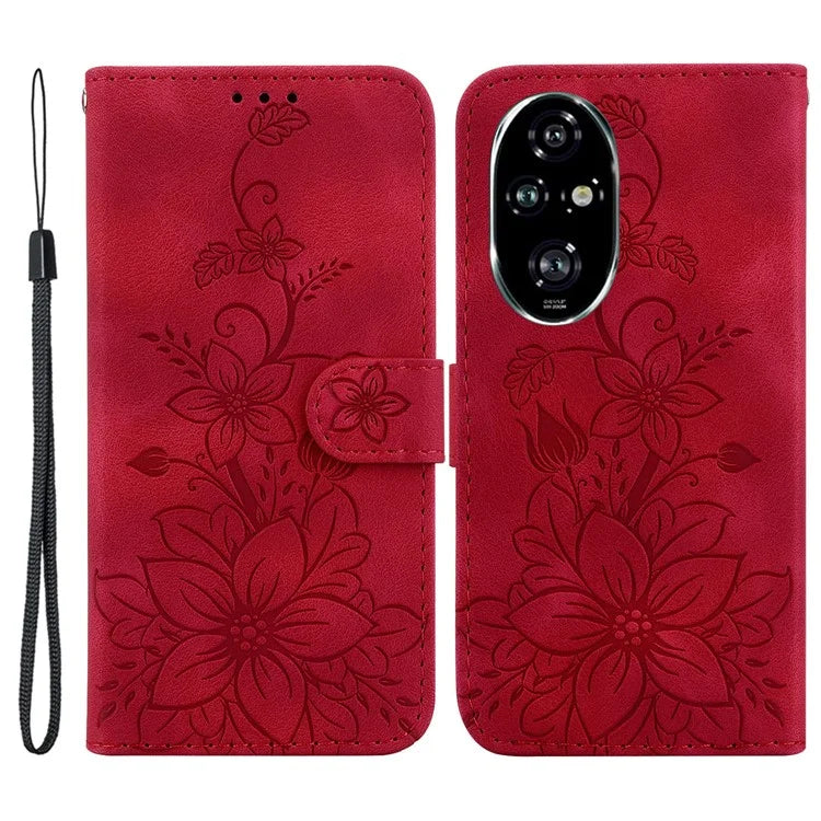 For Honor 200 Pro 5G Wallet Phone Case Lily Imprint Leather Folio Flip Cover