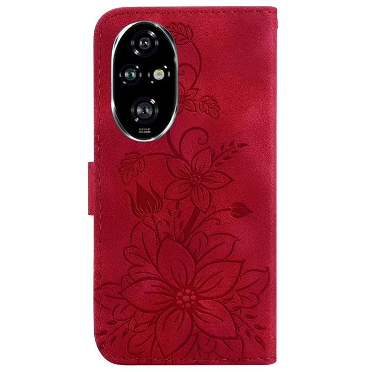 For Honor 200 Pro 5G Wallet Phone Case Lily Imprint Leather Folio Flip Cover