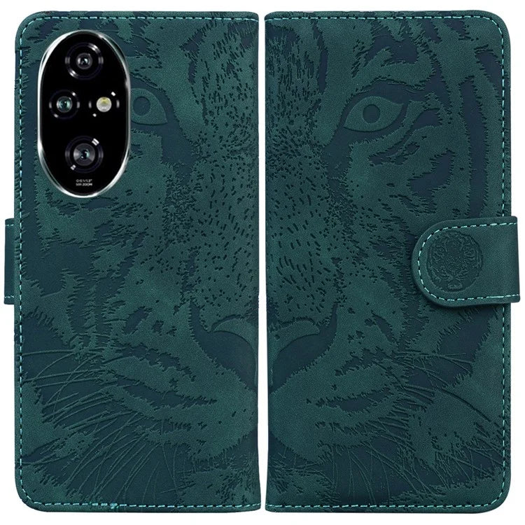 For Honor 200 Pro 5G Shockproof Case Tiger Imprint Leather Wallet Phone Cover