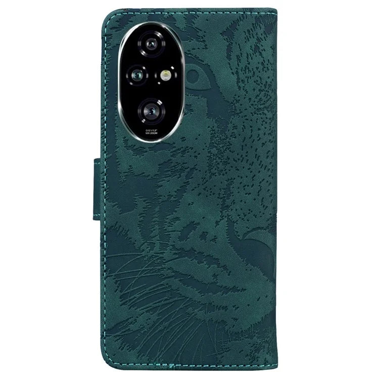 For Honor 200 Pro 5G Shockproof Case Tiger Imprint Leather Wallet Phone Cover