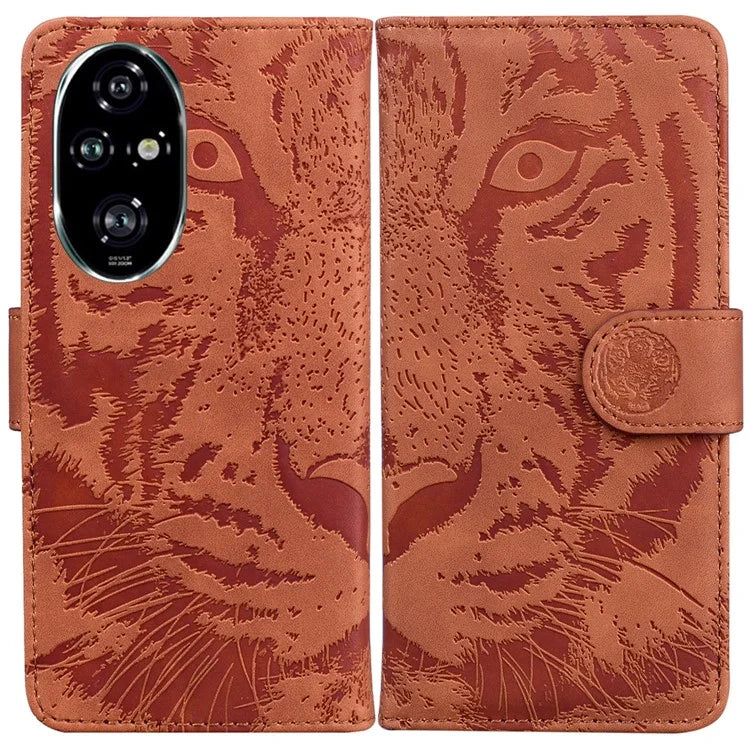 For Honor 200 Pro 5G Shockproof Case Tiger Imprint Leather Wallet Phone Cover