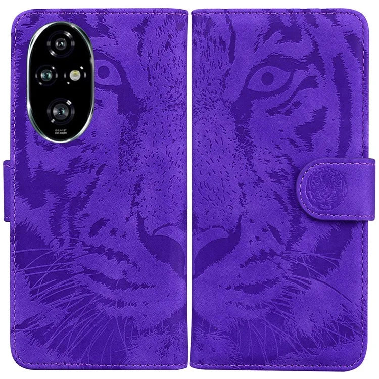 For Honor 200 Pro 5G Shockproof Case Tiger Imprint Leather Wallet Phone Cover