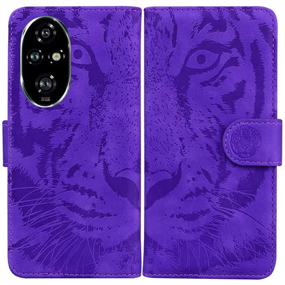 For Honor 200 Pro 5G Shockproof Case Tiger Imprint Leather Wallet Phone Cover
