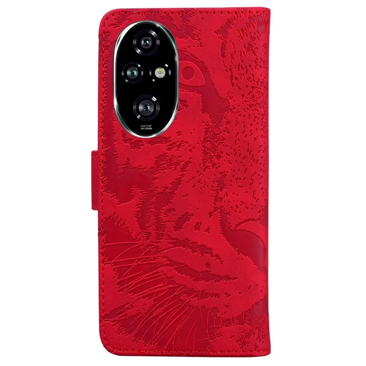 For Honor 200 Pro 5G Shockproof Case Tiger Imprint Leather Wallet Phone Cover