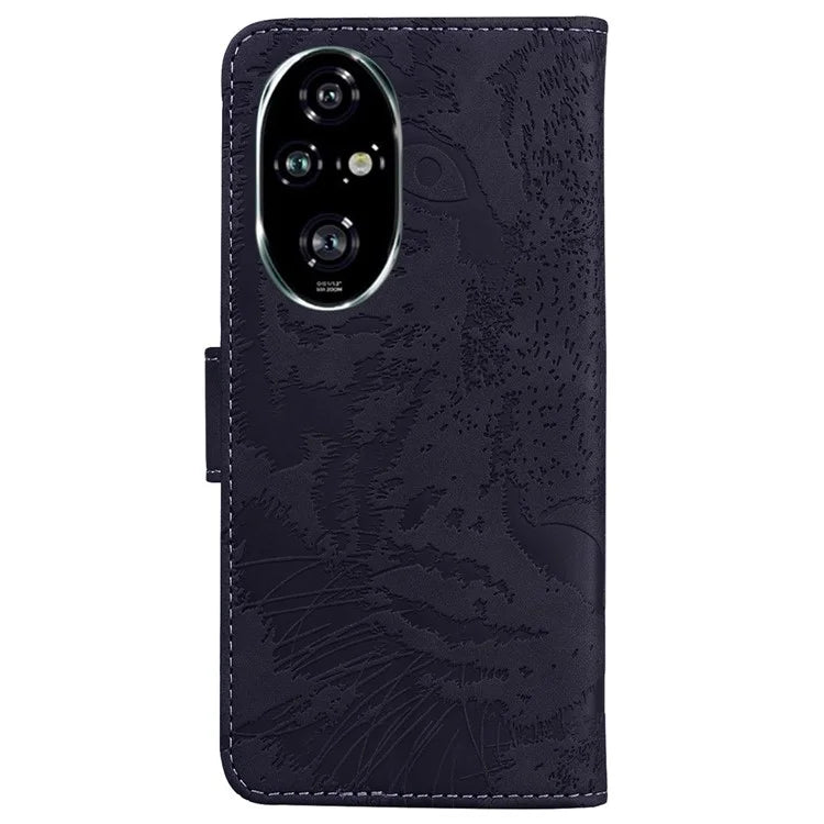For Honor 200 Pro 5G Shockproof Case Tiger Imprint Leather Wallet Phone Cover