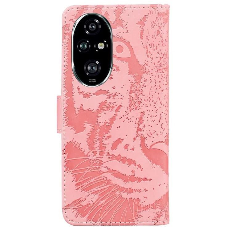 For Honor 200 Pro 5G Shockproof Case Tiger Imprint Leather Wallet Phone Cover