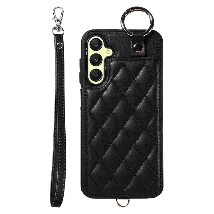 Card Bag 009 for Samsung Galaxy A25 5G (Global) (161.0 X 76.5 X 8.3mm) Case Kickstand Rhombus Phone Cover