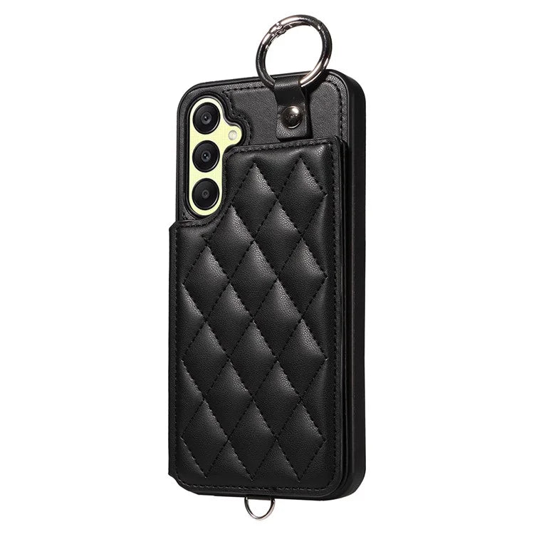 Card Bag 009 for Samsung Galaxy A25 5G (Global) (161.0 X 76.5 X 8.3mm) Case Kickstand Rhombus Phone Cover