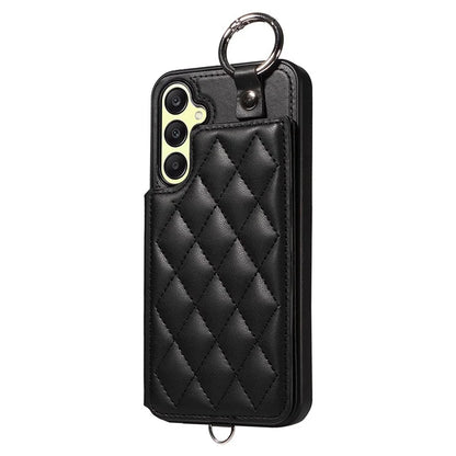 Card Bag 009 for Samsung Galaxy A25 5G (Global) (161.0 X 76.5 X 8.3mm) Case Kickstand Rhombus Phone Cover