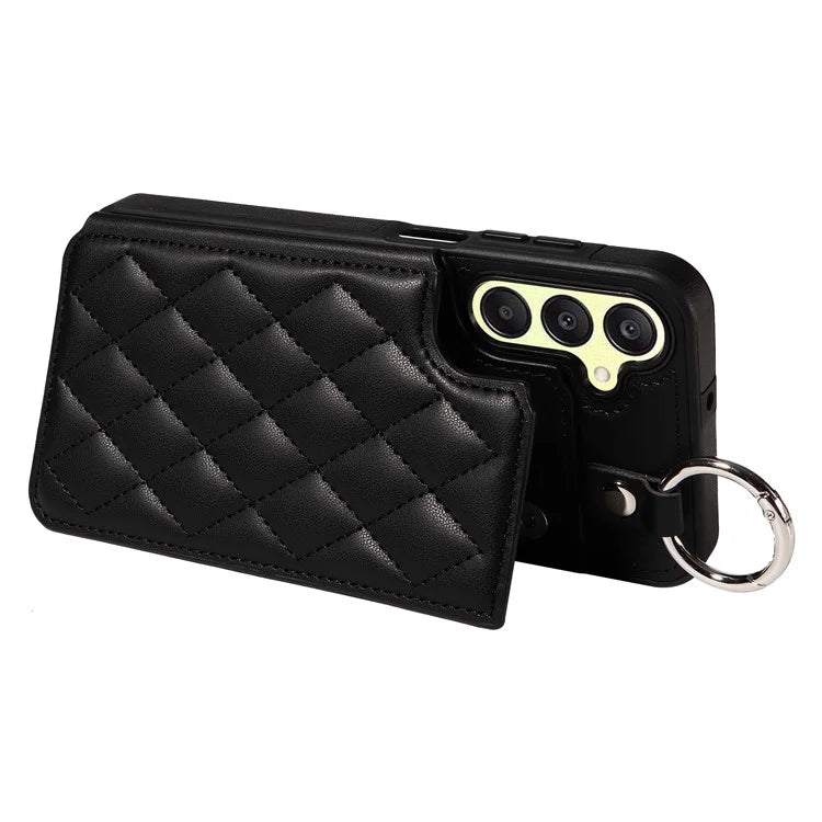 Card Bag 009 for Samsung Galaxy A25 5G (Global) (161.0 X 76.5 X 8.3mm) Case Kickstand Rhombus Phone Cover