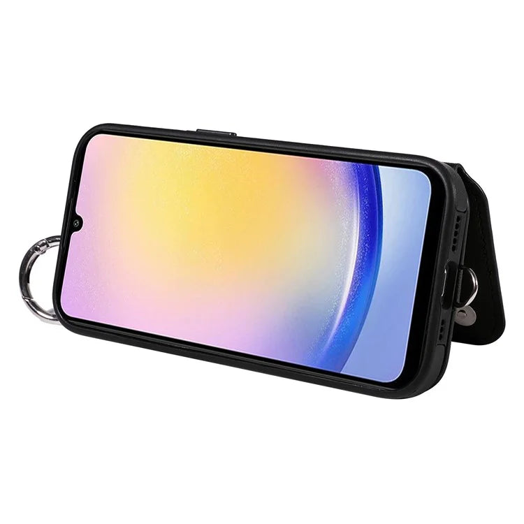 Card Bag 009 for Samsung Galaxy A25 5G (Global) (161.0 X 76.5 X 8.3mm) Case Kickstand Rhombus Phone Cover