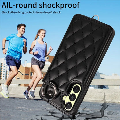 Card Bag 009 for Samsung Galaxy A25 5G (Global) (161.0 X 76.5 X 8.3mm) Case Kickstand Rhombus Phone Cover