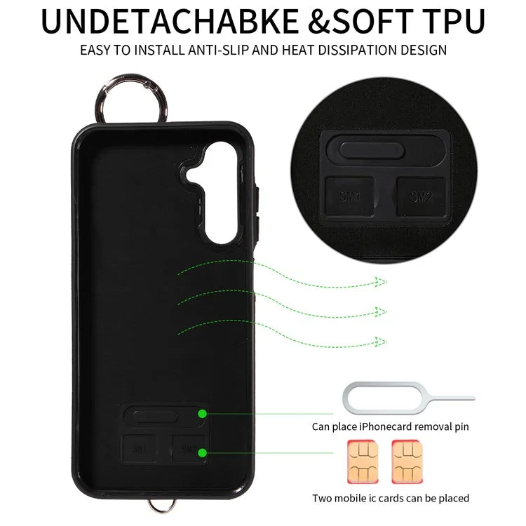 Card Bag 009 for Samsung Galaxy A25 5G (Global) (161.0 X 76.5 X 8.3mm) Case Kickstand Rhombus Phone Cover