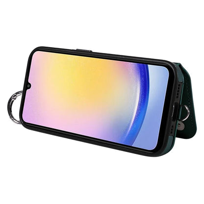 Card Bag 009 for Samsung Galaxy A25 5G (Global) (161.0 X 76.5 X 8.3mm) Case Kickstand Rhombus Phone Cover