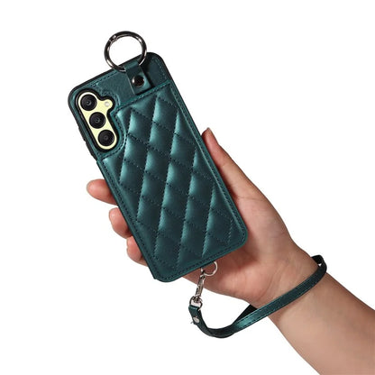 Card Bag 009 for Samsung Galaxy A25 5G (Global) (161.0 X 76.5 X 8.3mm) Case Kickstand Rhombus Phone Cover