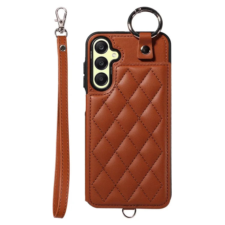 Card Bag 009 for Samsung Galaxy A25 5G (Global) (161.0 X 76.5 X 8.3mm) Case Kickstand Rhombus Phone Cover
