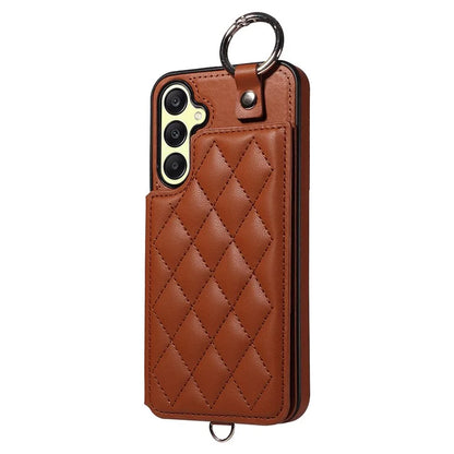 Card Bag 009 for Samsung Galaxy A25 5G (Global) (161.0 X 76.5 X 8.3mm) Case Kickstand Rhombus Phone Cover