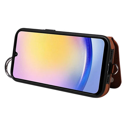 Card Bag 009 for Samsung Galaxy A25 5G (Global) (161.0 X 76.5 X 8.3mm) Case Kickstand Rhombus Phone Cover