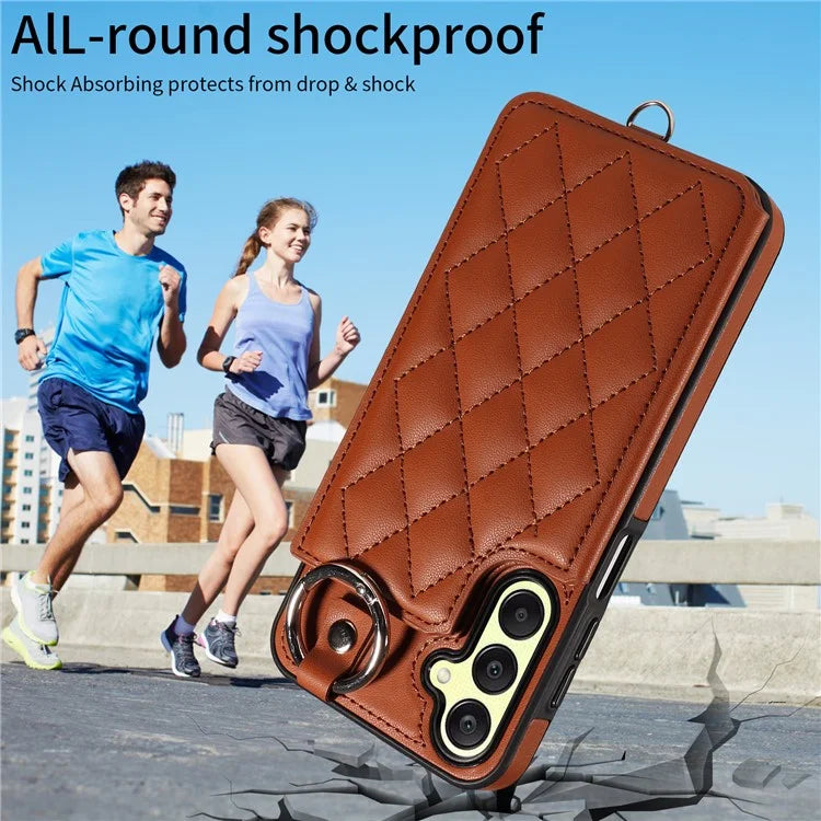 Card Bag 009 for Samsung Galaxy A25 5G (Global) (161.0 X 76.5 X 8.3mm) Case Kickstand Rhombus Phone Cover