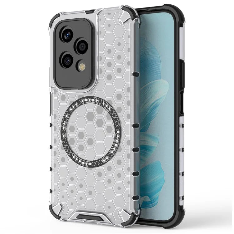 For Honor 200 Lite Magnetic Case Honeycomb TPU+PC Cell Phone Cover