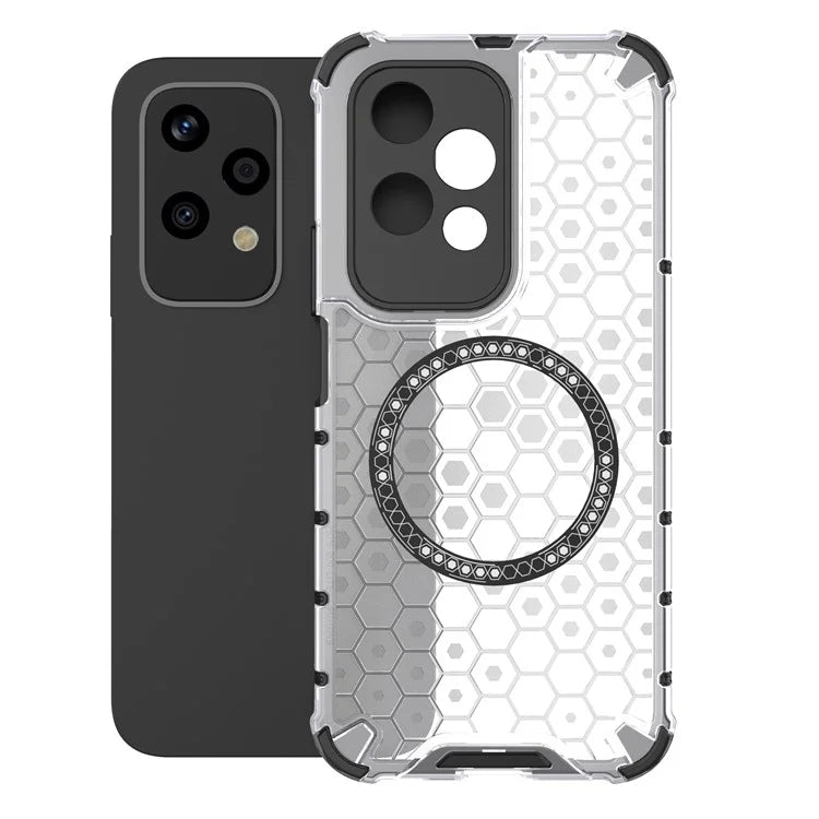 For Honor 200 Lite Magnetic Case Honeycomb TPU+PC Cell Phone Cover