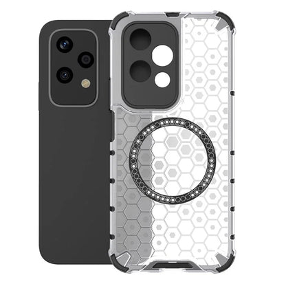 For Honor 200 Lite Magnetic Case Honeycomb TPU+PC Cell Phone Cover