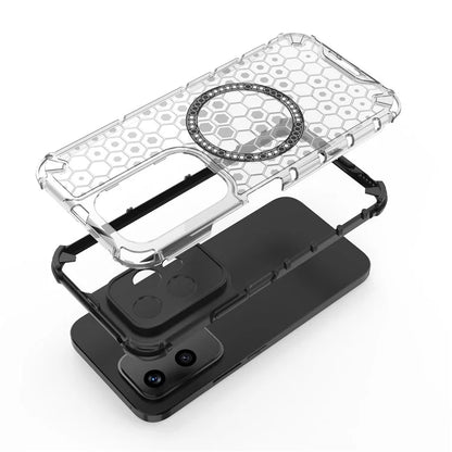 For Honor 200 Lite Magnetic Case Honeycomb TPU+PC Cell Phone Cover