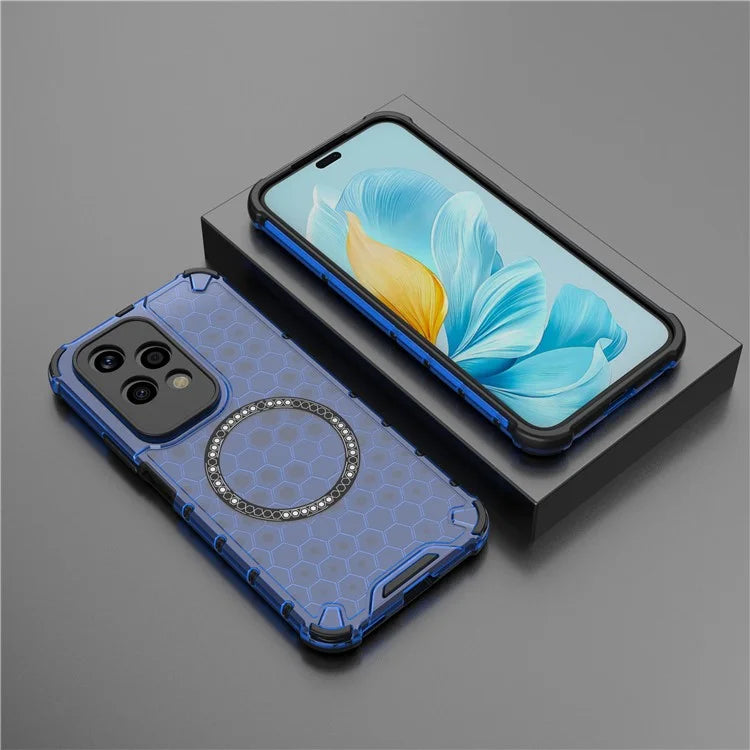 For Honor 200 Lite Magnetic Case Honeycomb TPU+PC Cell Phone Cover