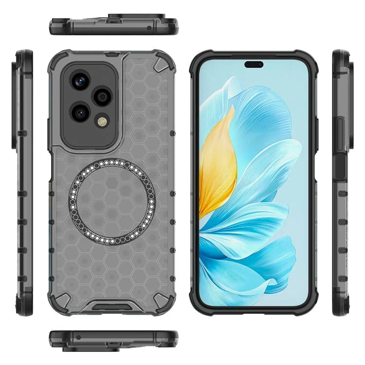 For Honor 200 Lite Magnetic Case Honeycomb TPU+PC Cell Phone Cover