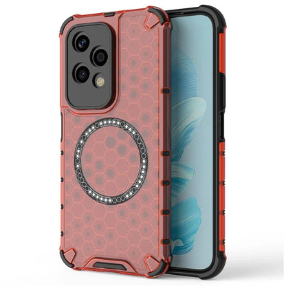 For Honor 200 Lite Magnetic Case Honeycomb TPU+PC Cell Phone Cover