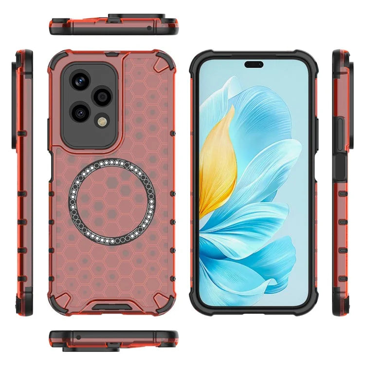 For Honor 200 Lite Magnetic Case Honeycomb TPU+PC Cell Phone Cover