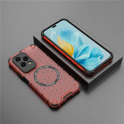 For Honor 200 Lite Magnetic Case Honeycomb TPU+PC Cell Phone Cover