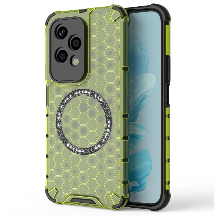For Honor 200 Lite Magnetic Case Honeycomb TPU+PC Cell Phone Cover