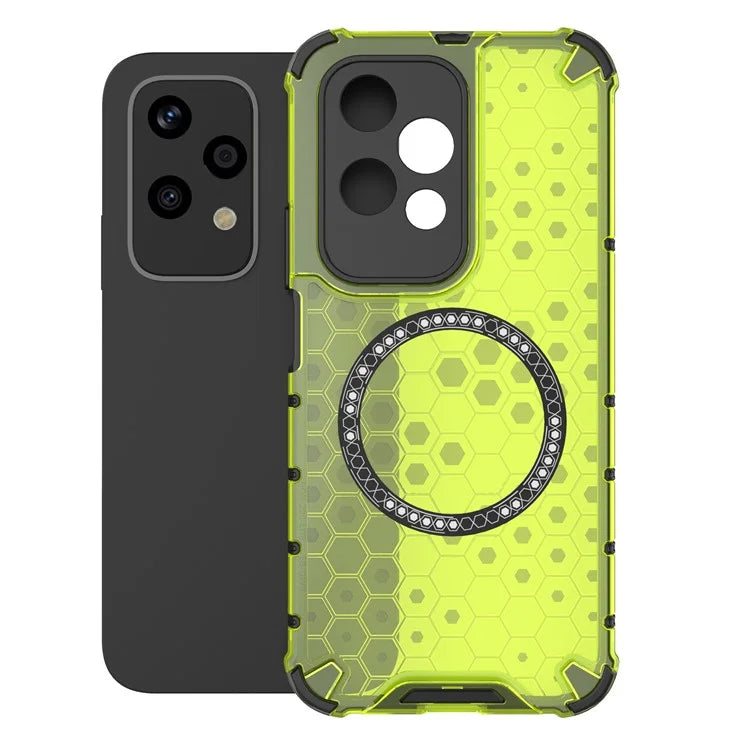 For Honor 200 Lite Magnetic Case Honeycomb TPU+PC Cell Phone Cover