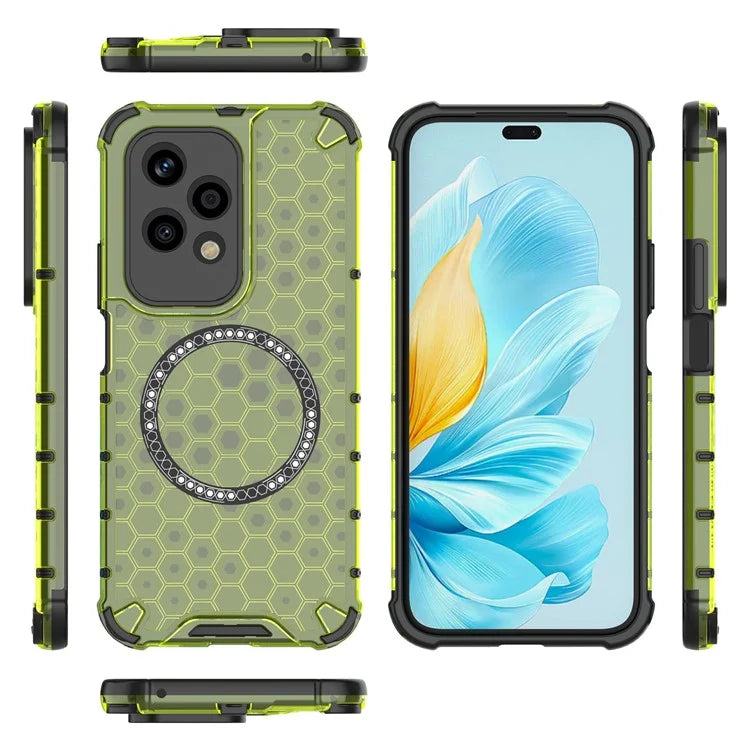 For Honor 200 Lite Magnetic Case Honeycomb TPU+PC Cell Phone Cover