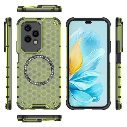 For Honor 200 Lite Magnetic Case Honeycomb TPU+PC Cell Phone Cover