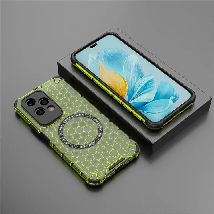For Honor 200 Lite Magnetic Case Honeycomb TPU+PC Cell Phone Cover