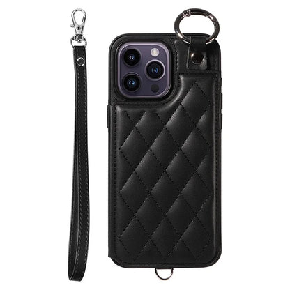 Card Bag 009 for iPhone 14 Pro Max Case Kickstand Leather+TPU Shockproof Phone Cover