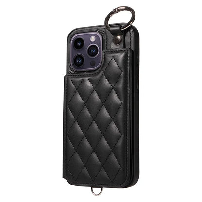 Card Bag 009 for iPhone 14 Pro Max Case Kickstand Leather+TPU Shockproof Phone Cover