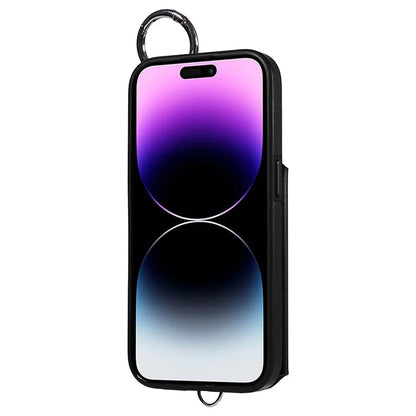 Card Bag 009 for iPhone 14 Pro Max Case Kickstand Leather+TPU Shockproof Phone Cover