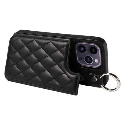 Card Bag 009 for iPhone 14 Pro Max Case Kickstand Leather+TPU Shockproof Phone Cover