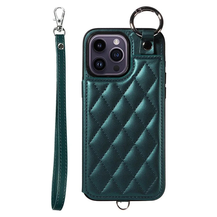 Card Bag 009 for iPhone 14 Pro Max Case Kickstand Leather+TPU Shockproof Phone Cover