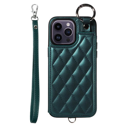 Card Bag 009 for iPhone 14 Pro Max Case Kickstand Leather+TPU Shockproof Phone Cover