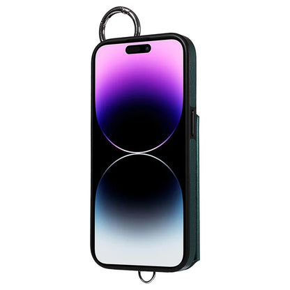 Card Bag 009 for iPhone 14 Pro Max Case Kickstand Leather+TPU Shockproof Phone Cover