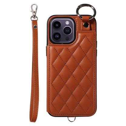 Card Bag 009 for iPhone 14 Pro Max Case Kickstand Leather+TPU Shockproof Phone Cover